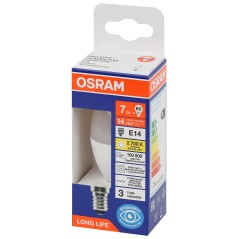 Лампа светодиодная LED 7Вт Е14 2700К 600Лм свеча 220В (замена 60Вт) OSRAM