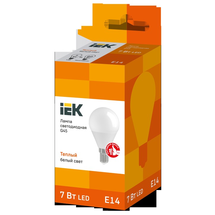 Лампа LED G45 шар 7Вт 230В 3000К E14 IEK