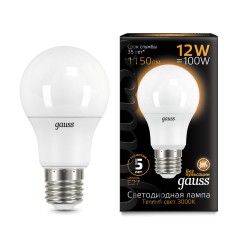 Лампа светодиодная LED 12 Вт 1150 лм 3000К А60 груша теплый E27 AC 220В Black Gauss