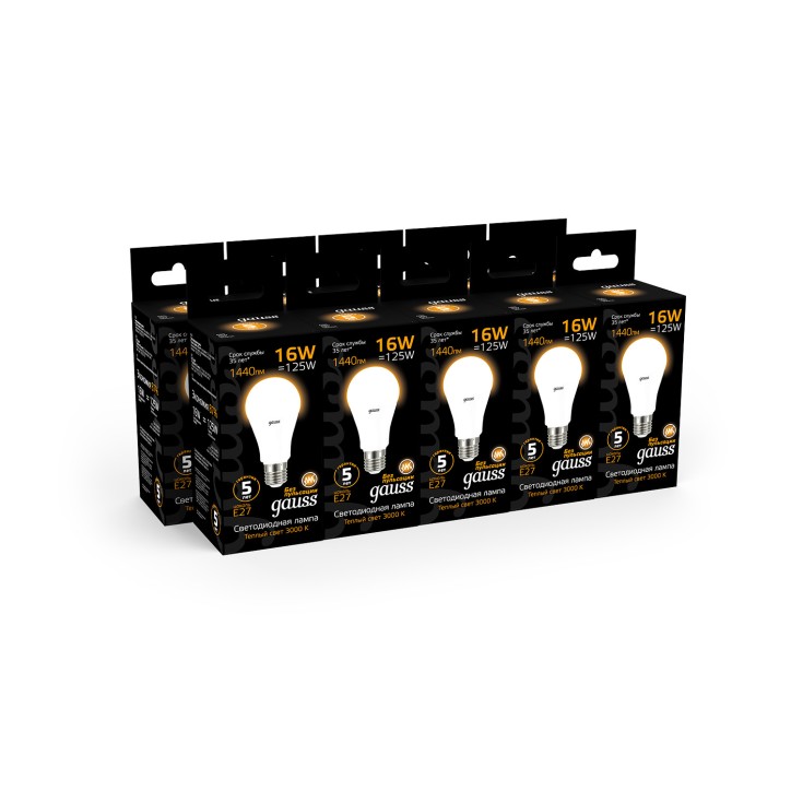 Лампа светодиодная LED 16 Вт 1440 лм 3000К А60 груша теплый E27 AC 220В Black Gauss