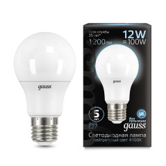 Лампа светодиодная LED 12 Вт 1200 лм 4100К А60 груша нейтральный E27 AC 220В Black Gauss