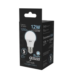 Лампа светодиодная LED 12 Вт 1200 лм 4100К А60 груша нейтральный E27 AC 220В Black Gauss