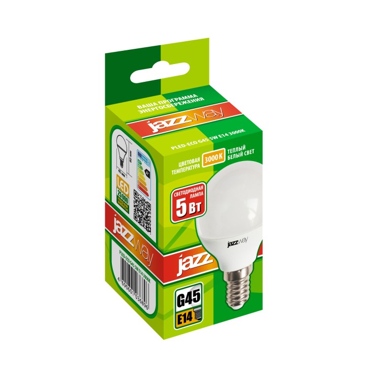 PLED- ECO-G45 5w E14 3000K 400Lm 230V/50Hz Jazzway