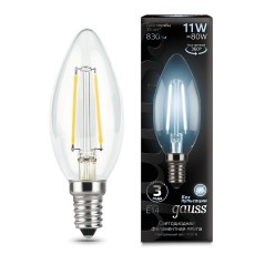 Лампа светодиодная филаментная LED 11 Вт 830 лм 4100К свеча нейтральный E14 AC 220В прозрачная колба