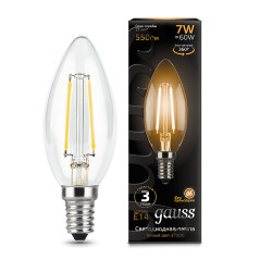 Лампа светодиодная филаментная LED 7 Вт 550 лм 2700К свеча теплый E14 AC 220В прозрачная колба Black