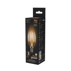 Лампа Gauss Filament Свеча 9W 680lm 2700К Е14 LED 1/10/50