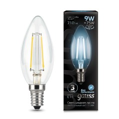 Лампа светодиодная филаментная LED 9 Вт 710 лм 4100К свеча нейтральный E14 AC 220В прозрачная колба