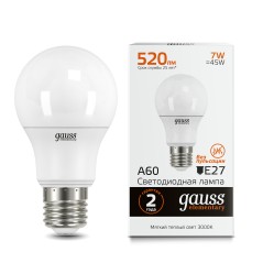 Лампа светодиодная LED 7 Вт 520 лм 3000К А60 груша теплый E27 AC 220В Elementary Gauss