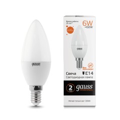 Лампа светодиодная LED 6 Вт 420 лм 3000К свеча теплый E14 AC 220В Elementary Gauss