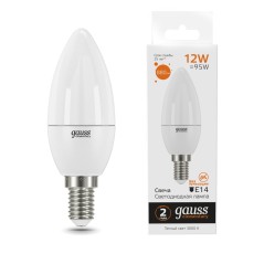 Лампа светодиодная LED 12 Вт 880 лм 3000К свеча теплый E14 AC 220В Elementary Gauss