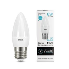 Лампа светодиодная LED 8 Вт 540 лм 4100К свеча нейтральный E27 AC 220В Elementary Gauss