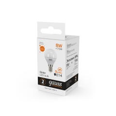 Лампа светодиодная LED 8 Вт 520 лм 3000К шар P45 теплый E14 AC 220В Elementary Gauss