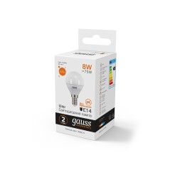 Лампа светодиодная LED 8 Вт 520 лм 3000К шар P45 теплый E14 AC 220В Elementary Gauss