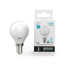 Лампа светодиодная LED 12 Вт 920 лм 4100К шар P45 нейтральный E14 AC 220В Elementary Gauss