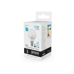 Лампа светодиодная LED 12 Вт 920 лм 4100К шар P45 нейтральный E14 AC 220В Elementary Gauss