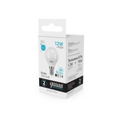 Лампа светодиодная LED 12 Вт 920 лм 4100К шар P45 нейтральный E14 AC 220В Elementary Gauss