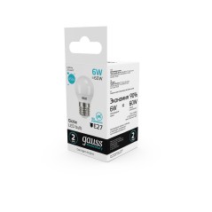 Лампа светодиодная LED 6 Вт 450 лм 4100К шар P45 нейтральный E27 AC 220В Elementary Gauss