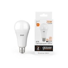 Лампа светодиодная LED 25 Вт 2000 лм 3000К А70 груша теплый E27 AC 220В Elementary Gauss