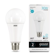 Лампа светодиодная LED 30 Вт 2360 лм 4100К А67 груша нейтральный E27 AC 220В Elementary Gauss