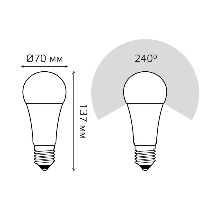 Лампа Gauss Elementary A67 30W 2360lm 4100K E27 LED 1/10/50