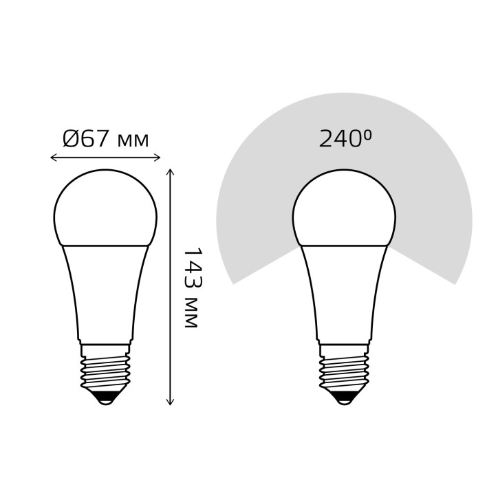 Лампа светодиодная LED 25 Вт 2000 лм 3000К А70 груша теплый E27 AC 220В Elementary Gauss Лампа светодиодная LED 25 Вт 2000 лм 3000К А70 груша теплый E27 AC 220В Elementary Gauss
