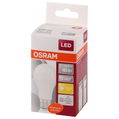 Лампа светодиодная OSRAM LED STAR Classic A 5,5W (замена 40Вт), теплый белый свет, матовая колба, Е27