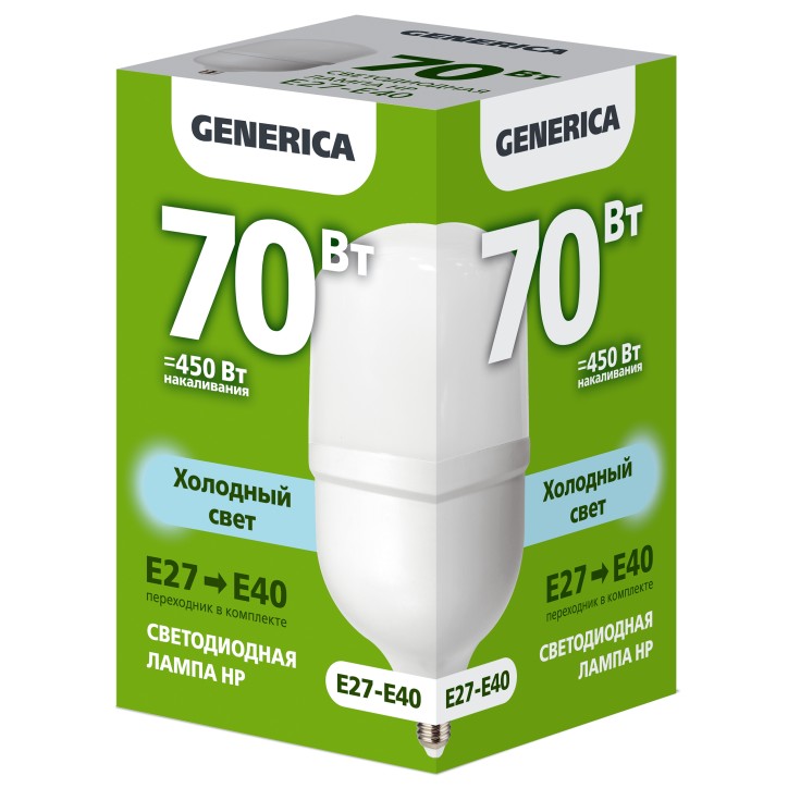 Лампа светодиодная HP 70Вт 230В 6500К E27-E40 GENERICA