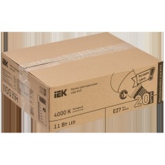 Лампа светодиодная A60 груша 11Вт 230В 4000К E27 (20шт/жкхпак) IEK