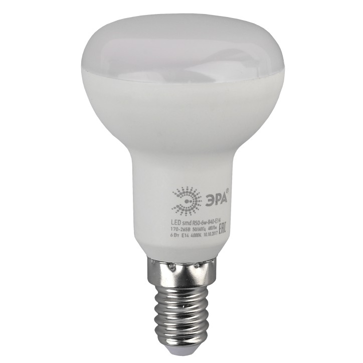 Лампа светодиодная LED R50-6W-827-E14 (диод, рефлектор, 6Вт, тепл, E14 (10/100/2800)