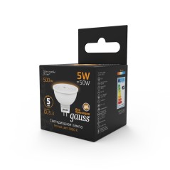 Лампа светодиодная LED 5 Вт 500 лм 3000К софит MR16 теплый GU5.3 AC 220В Black Gauss