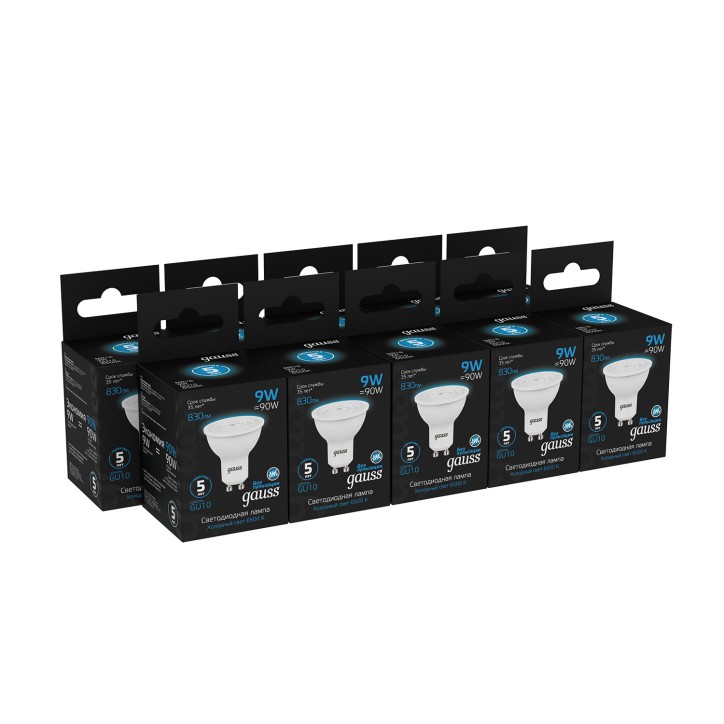 Лампа светодиодная LED 9 Вт 830 лм 6500К софит MR16 холодный GU10 AC 220В Black Gauss Лампа светодиодная LED 9 Вт 830 лм 6500К софит MR16 холодный GU10 AC 220В Black Gauss