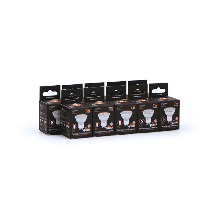 Лампа светодиодная LED 7 Вт 600 лм 3000К софит MR16 теплый GU10 AC 220В Black Gauss Лампа светодиодная LED 7 Вт 600 лм 3000К софит MR16 теплый GU10 AC 220В Black Gauss