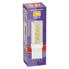 Лампа светодиодная LED 5Вт G9 300Лм теплый 220V/50Hz