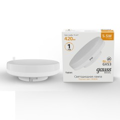 Лампа светодиодная LED 5.5 Вт420 Лм 3000К теплая GX53 таблетка Basic