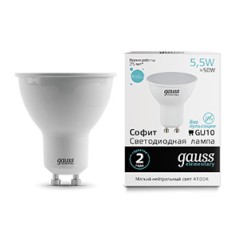 Лампа светодиодная LED 5.5 Вт 450 лм 4100К софит MR16 нейтральный GU10 AC 220В Elementary Gauss