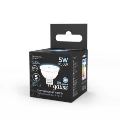 Лампа светодиодная LED 5 Вт 530 лм 4100К софит MR16 нейтральный GU5.3 AC/DC 12В низковольтная Black