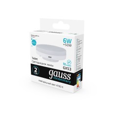 Лампа светодиодная LED 6 Вт 460 лм 4100К таблетка нейтральный GX53 AC 220В Elementary Gauss