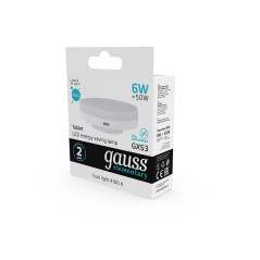 Лампа светодиодная LED 6 Вт 460 лм 4100К таблетка нейтральный GX53 AC 220В Elementary Gauss