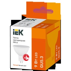 Лампа светодиодная MR16 софит 9Вт 230В 3000К GU5.3 IEK