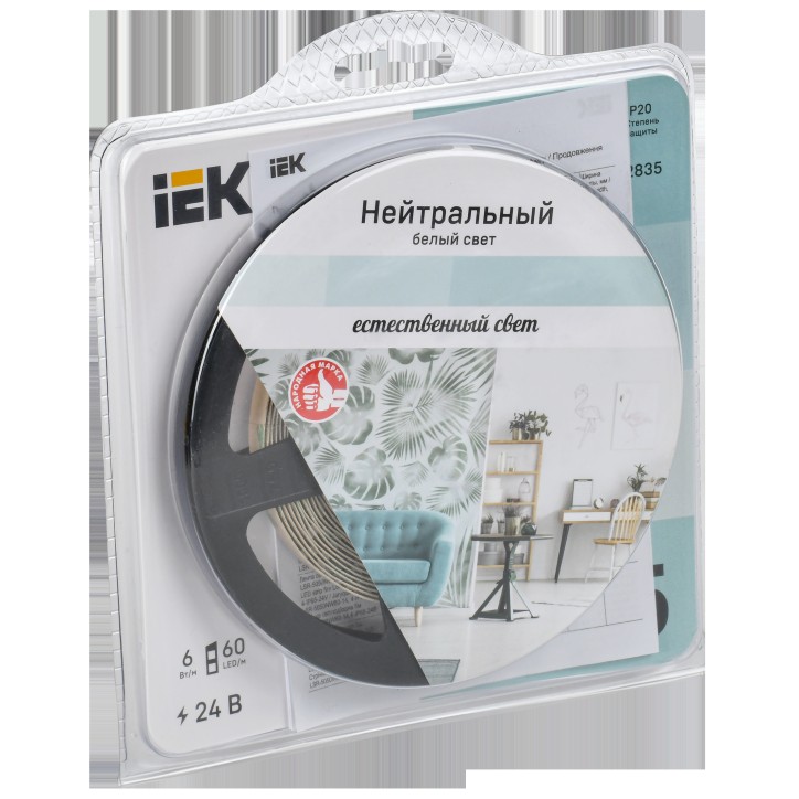 Лента светодиодная 5м LSR-2835NW60-6-IP20-24В IEK