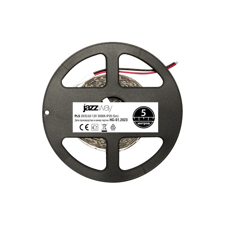 Лента PLS 2835/ 60-12V 3000K IP20 -5m (теплый белый) Jazzway