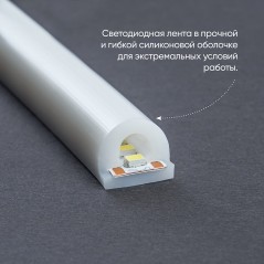 Лента светодиодная неоновая 180SMD(2835)/m 14,4W/m 12V 5m IP68 6500К, LS651 с 2 заглушками, 2 заглушками c проводом, 10 креплени