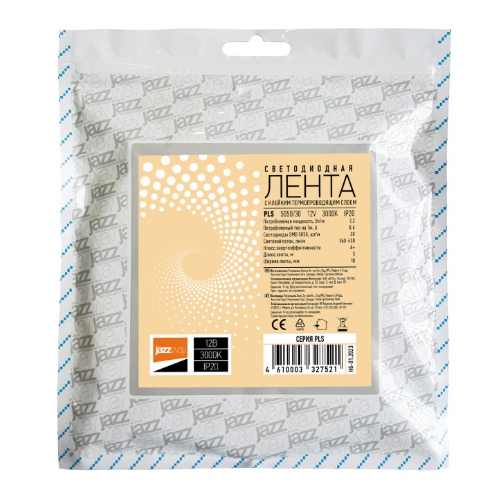 Лента светодиодная LEDx30/м 5м 7.2Вт 12В IP20 теплый белый