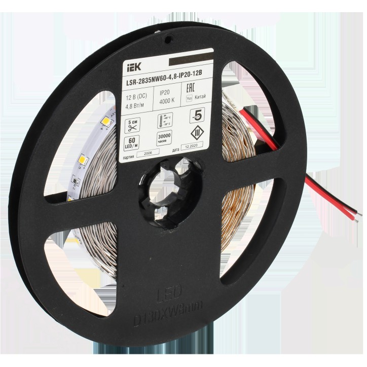 Лента светодиодная 5м LSR-2835NW60-4,8-IP20-12В IEK Лента светодиодная 5м LSR-2835NW60-4,8-IP20-12В IEK