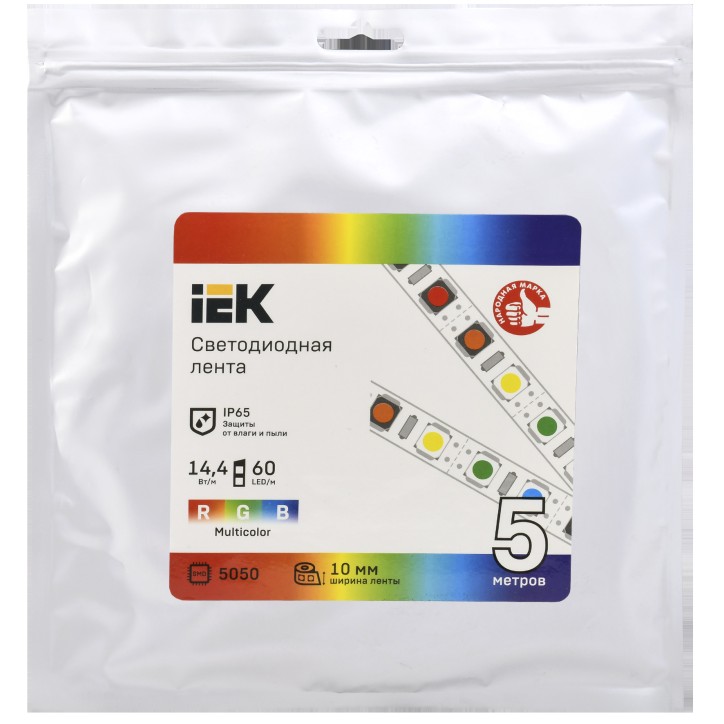 Лента светодиодная 5м LSR-5050RGB60-14,4-IP65-12В IEK Лента светодиодная 5м LSR-5050RGB60-14,4-IP65-12В IEK