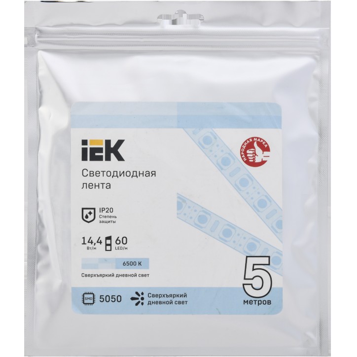 Лента светодиодная 5м LSR-5050W60-14,4-IP20-12В IEK Лента светодиодная 5м LSR-5050W60-14,4-IP20-12В IEK