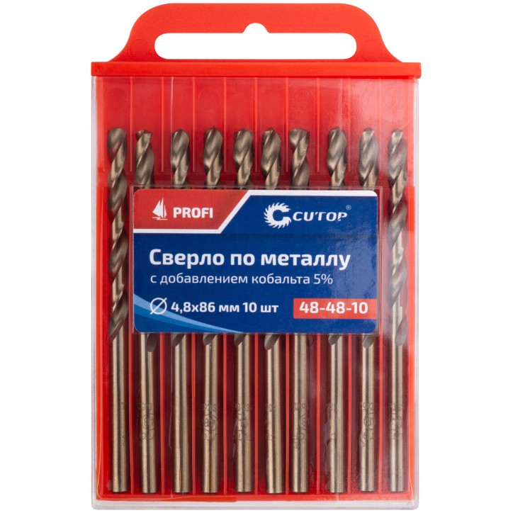 Сверло по металлу Cutop Profi с кобальтом 5%, 4.8X86 мм (10 шт)