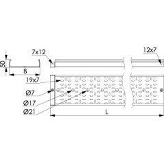 Лоток перфорированный 100х100 L-3000мм толщина 1.0мм цинк-ламельный