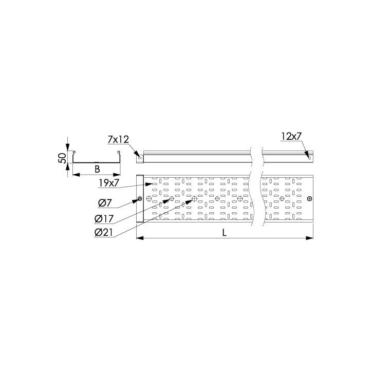Лоток перфорированный 100х100 L-3000мм толщина 1.0мм цинк-ламельный Лоток перфорированный 100х100 L-3000мм толщина 1.0мм цинк-ламельный