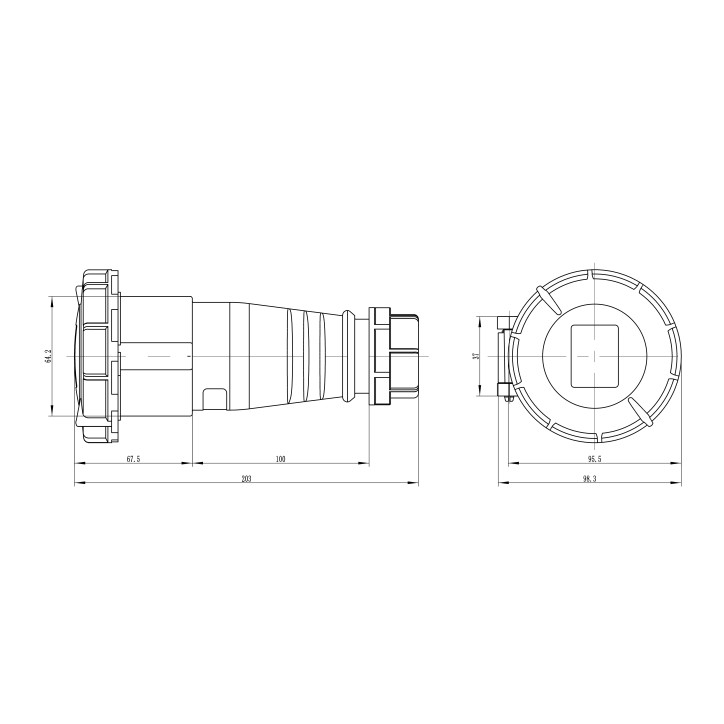 Розетка кабельная IP67 32A 3P+E 400В